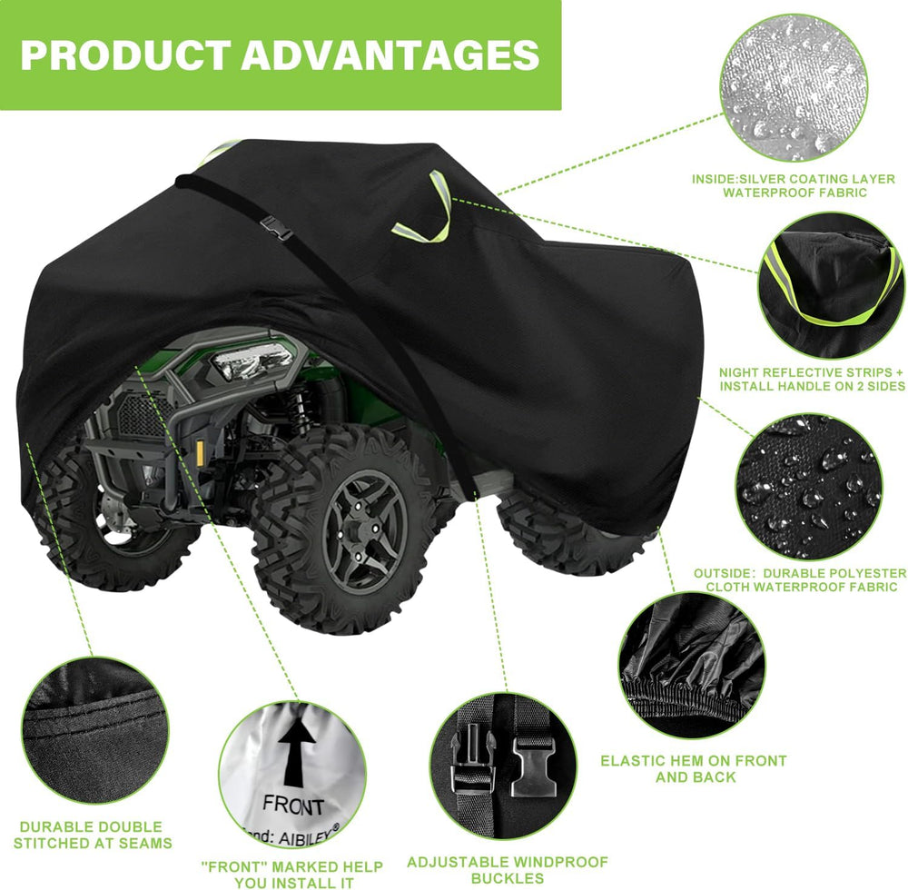 ATV Cover Waterproof Outdoor,Heavy Duty 420D Oxford Cloth,Buckle Straps | 4 W...