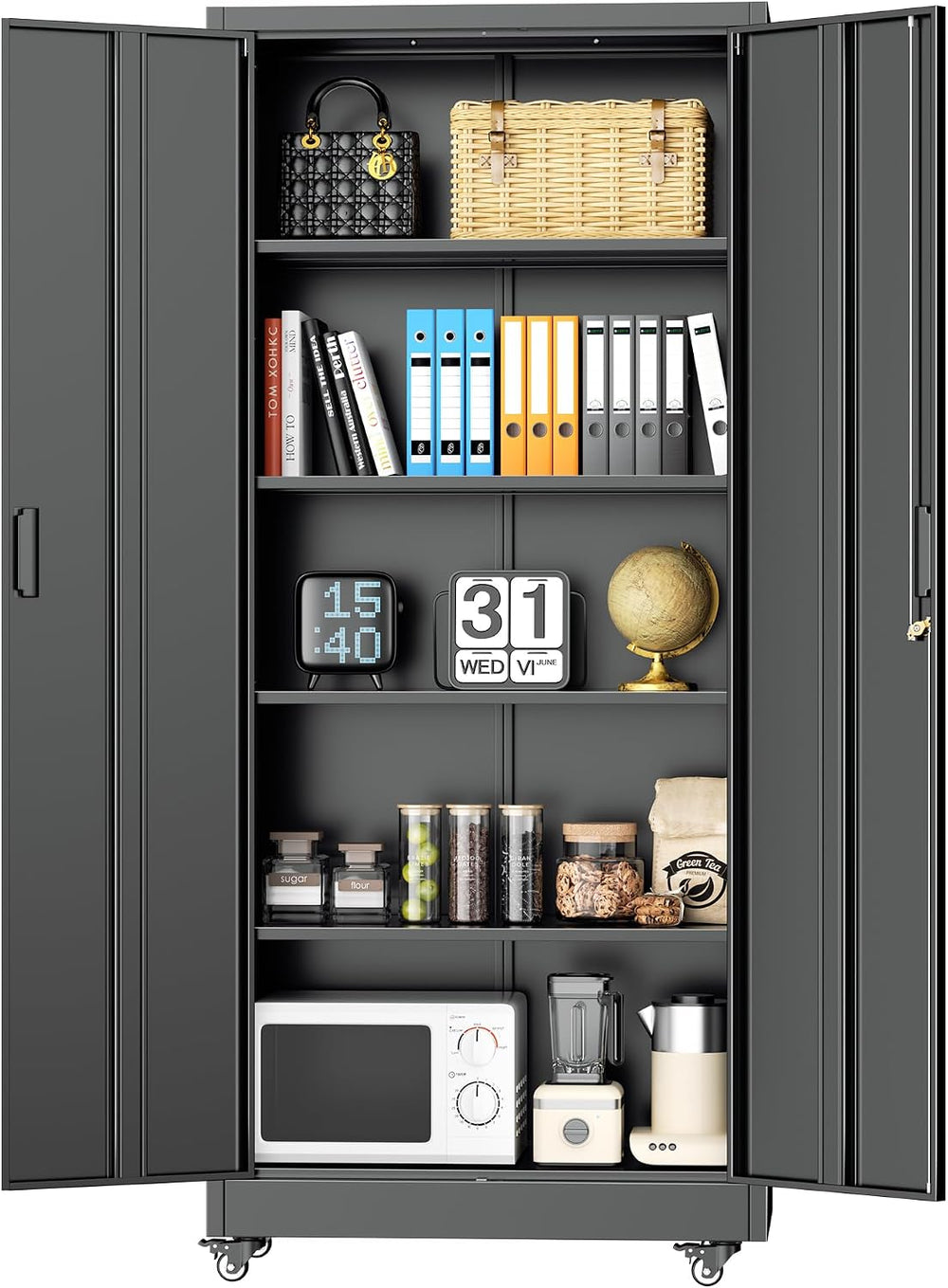 INTERGREAT73 Garage Storage Cabinet with Wheels, Rolling Metal Storage Cabine...