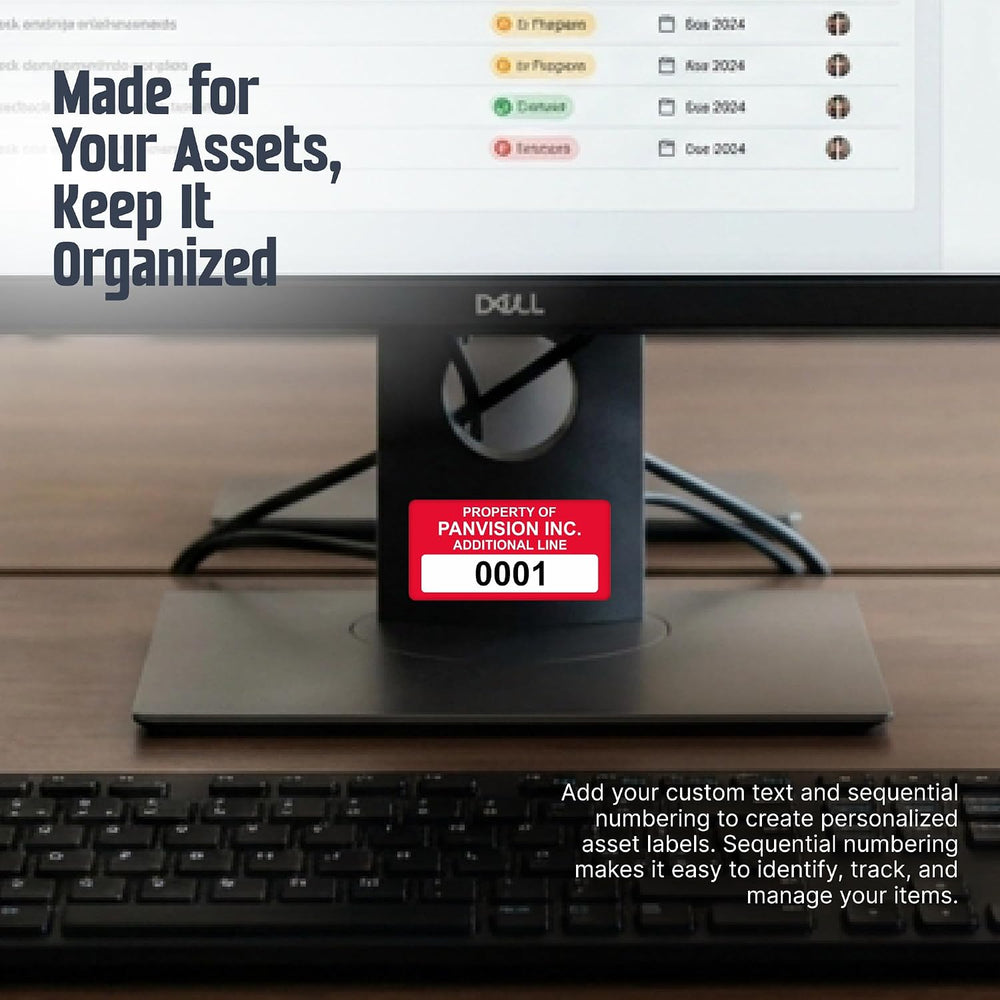 "Custom Asset Labels with Sequential Numbering" | 0.75" x 1.5&...
