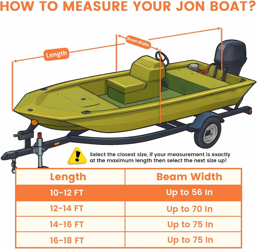 Jon Boat Cover 12ft with Motor Cover, 1200D Heavy Duty Boat Cover