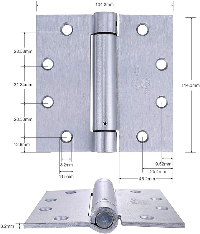 2 Pack - 4.5"x4.5" Stainless Steel Self Closing Reversible Door Hin...