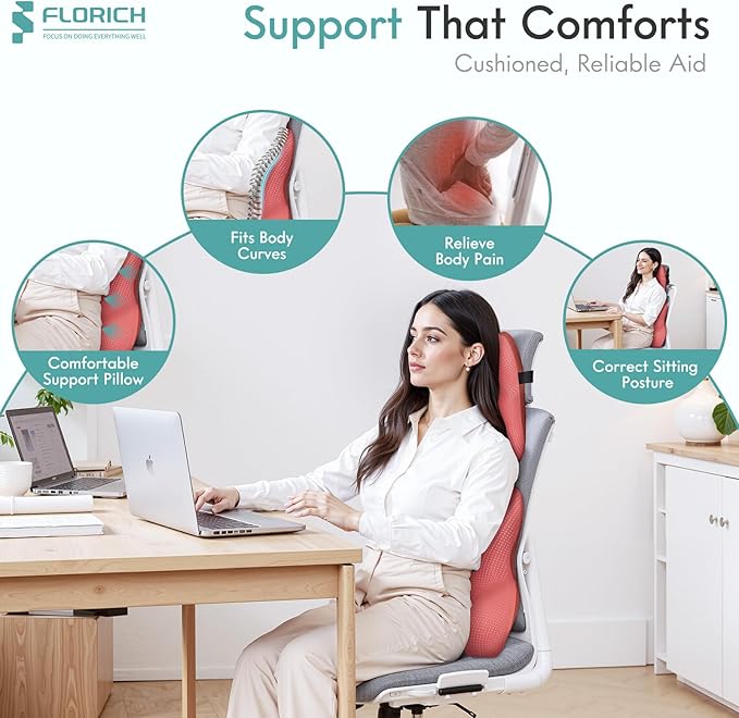 FLORICH Car Lumbar Support Pillow and Neck Headrest Pillow