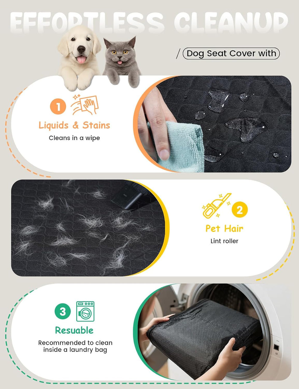 Lamicall Dog Car Seat Cover for Back Seat with Hard Bottom for Car & SUV L