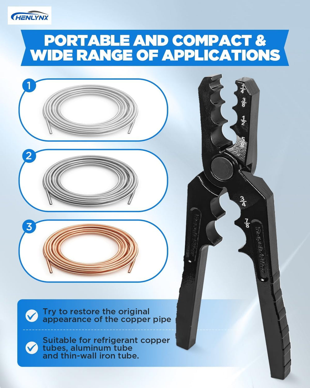 Manual Copper Tube Rounder - 6 Hole Pipe Repair Pliers for 1/4" 3/8"...