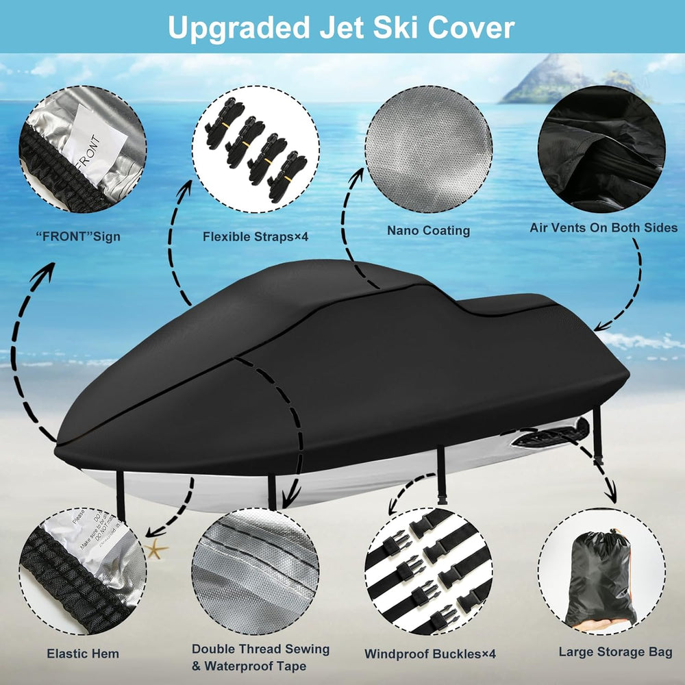 Jet Ski Cover Waterproof,Upgraded Heavy Duty 420D Jet ski Covers with 2 Air V...