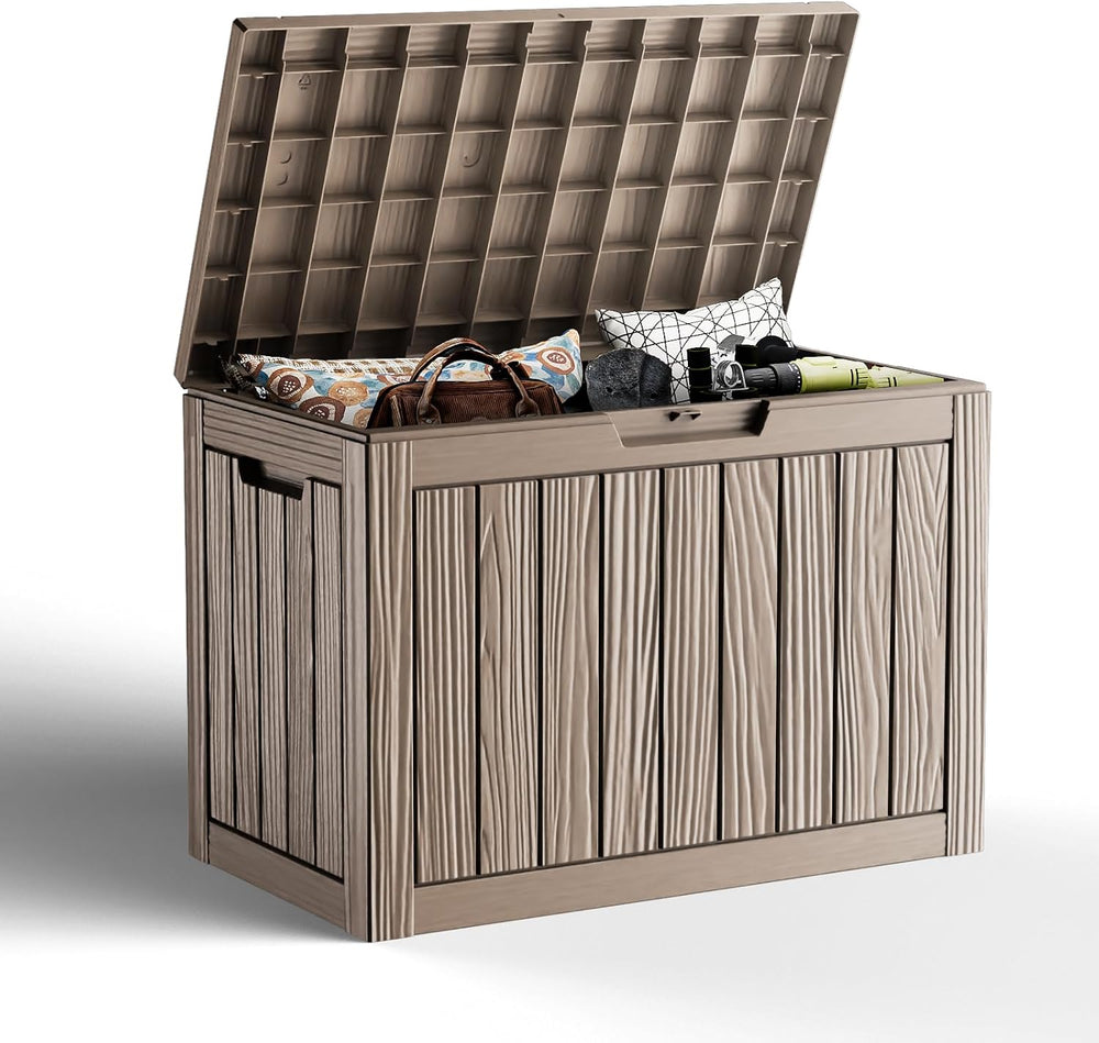45 Gallon Outdoor Storage Box, Weather Resistant & Waterproof Resin Deck ...