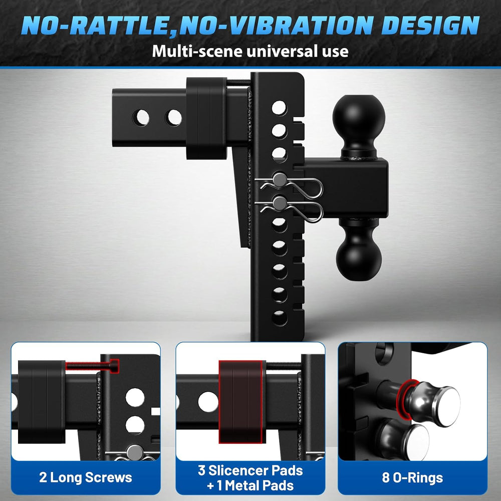 Adjustable Trailer Hitch, 8In Drop Hitch Only Fit 2.5 Inch Receiver