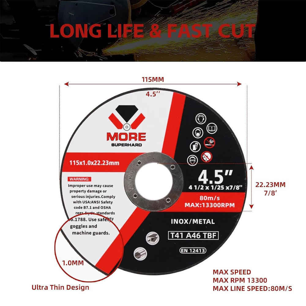Cut Off Wheels 4-1/2 Inch, 100 Pack Cutting Discs, 4.5" x 0.047" x ...