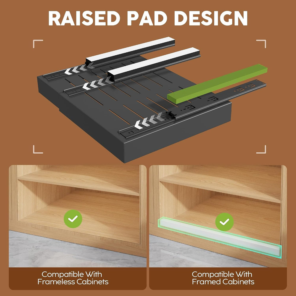 2 Pack Expandable Pull Out Cabinet Organizer 21"Deep With Raising Pad fo...
