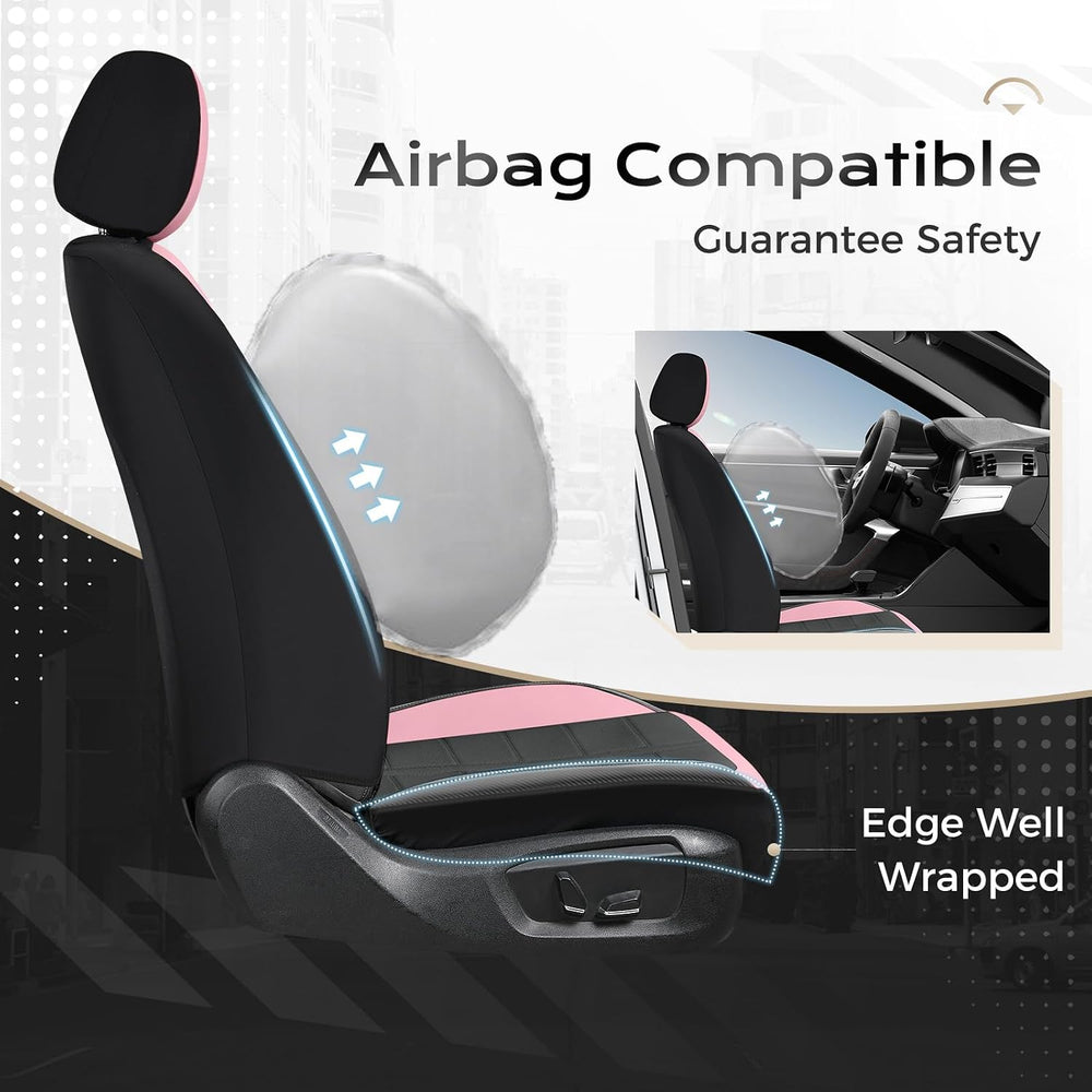 Coverado Car Seat Covers Front Seats Luxury Faux Leather Waterproof Seat Cove...