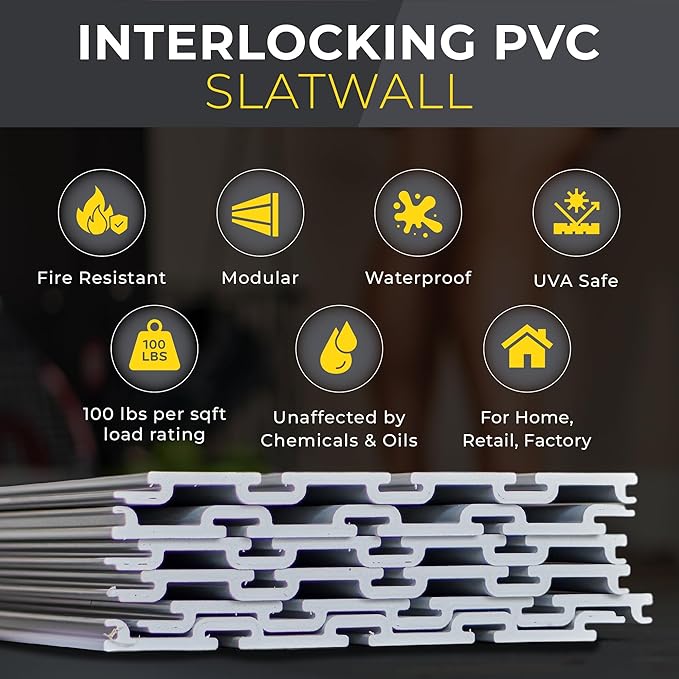 DLDIRECT Slatwall Panel Garage Wall Organizer: Heavy Duty Mounted PVC Rack