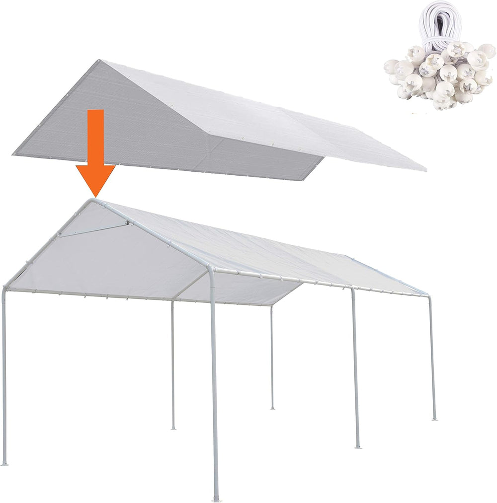Thanaddo 10 x 20 Ft Carport Replacement Canopy Cover Garage Top Tent Shelter ...