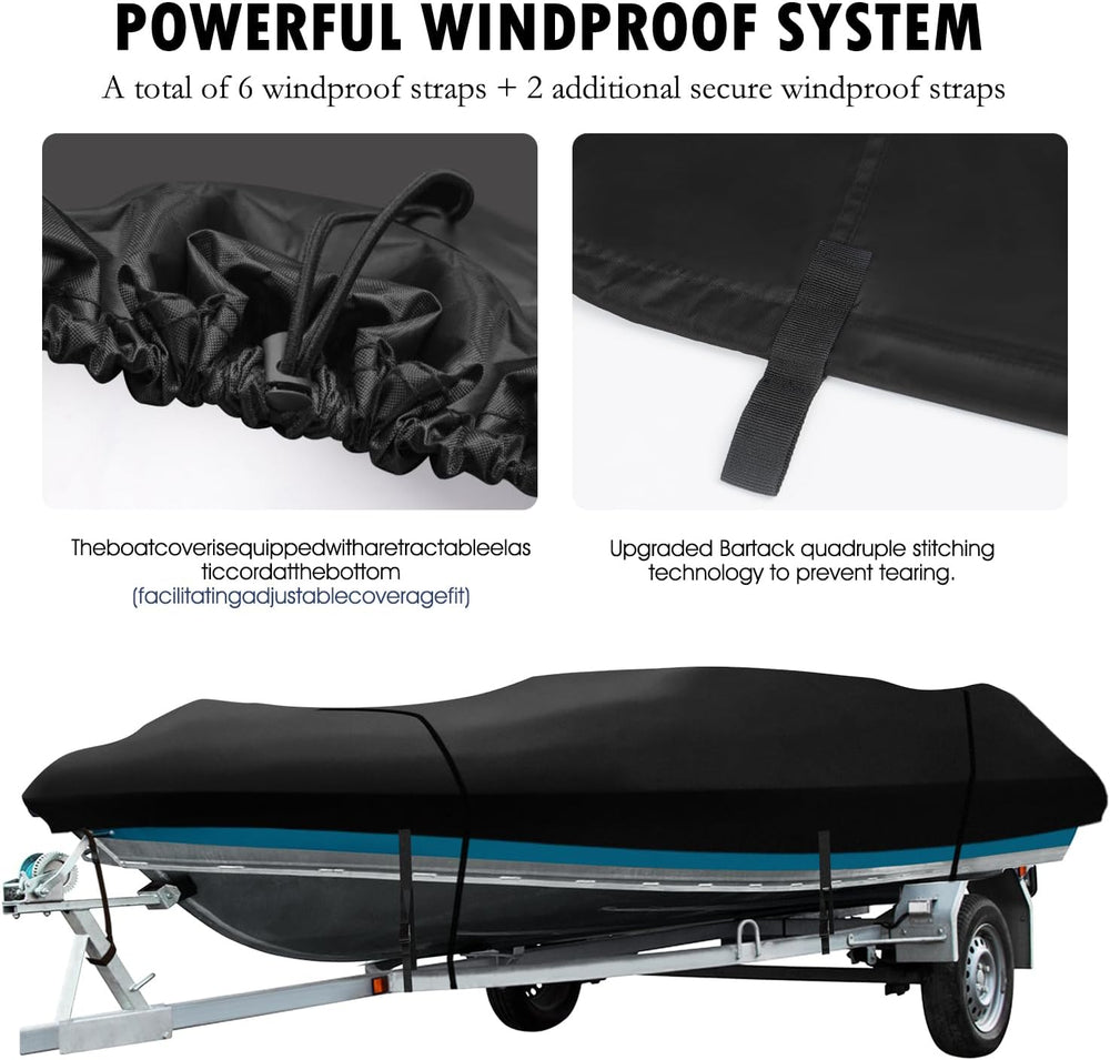 Boat Cover 12-14ft, Heavy Duty Marine Grade Waterproof Tarp Covers