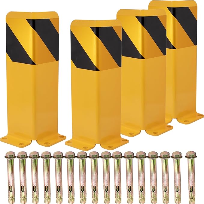 Heavy Duty Pallet Rack Post Protectors – 4-Pack Steel Column Guards