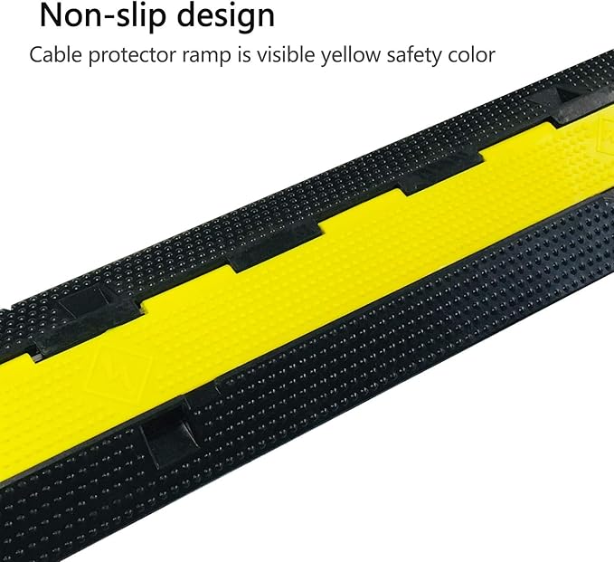 1 Pack Rubber Cable Ramp Hose Cable Protector Ramp 2 Channel 22000Lbs Load