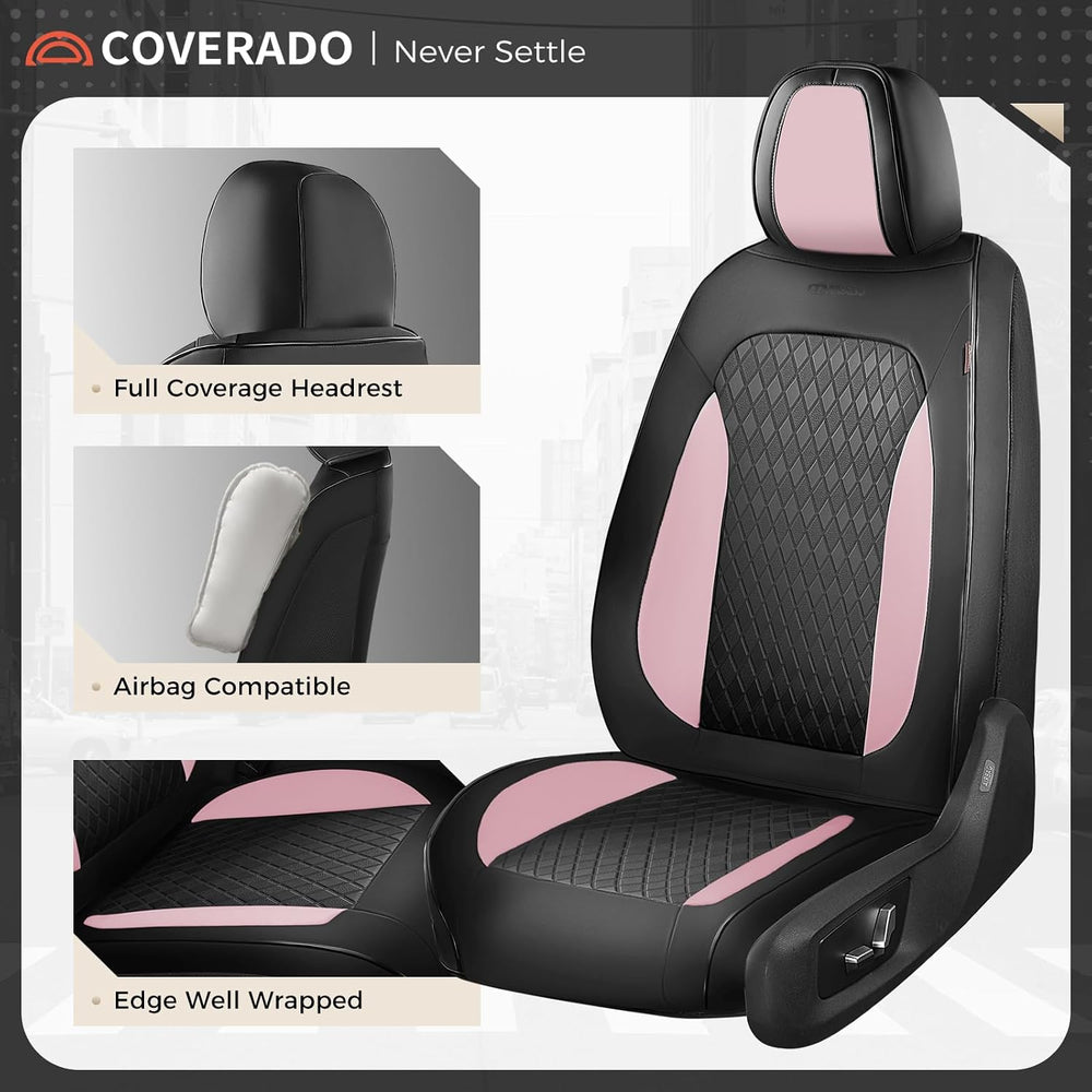 Coverado Car Seat Covers for Front Seats, Leather Seat Covers for Cars, Water...