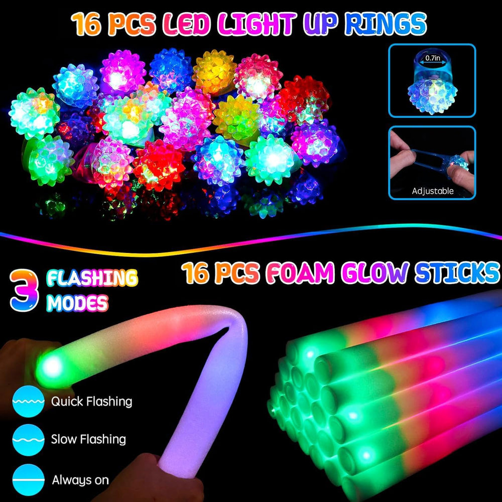 248PCS Glow in the Dark Party Supplies, Party Pack Bulk , 16PCS Foam Glow Sti...