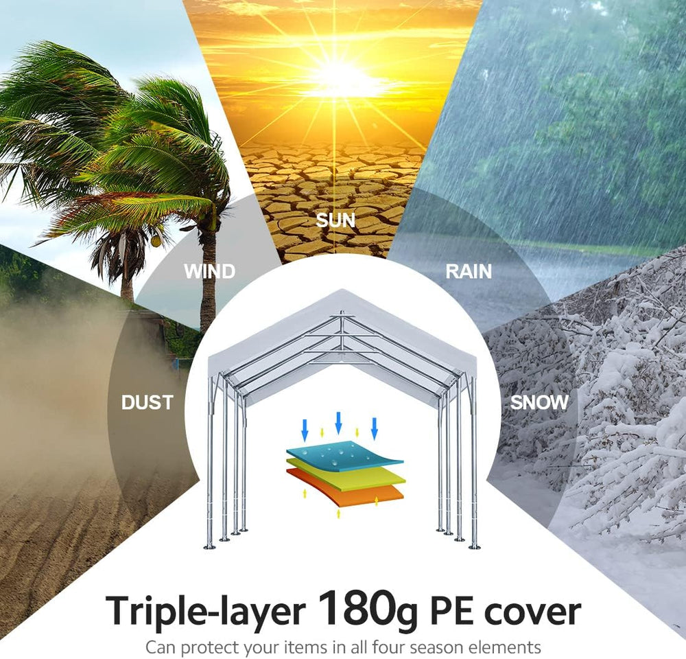 ADVANCE OUTDOOR 12x20 ft Canopy Garage Heavy Duty Carport Car Boat Shelter Pa...