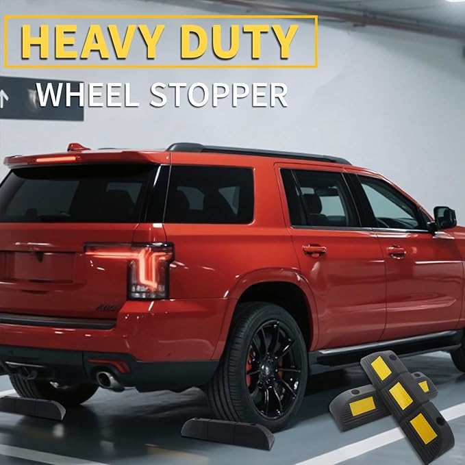 Parking Stopper for Garage Floor, Heavy Duty Rubber Car Wheel Curb Stoppers (...