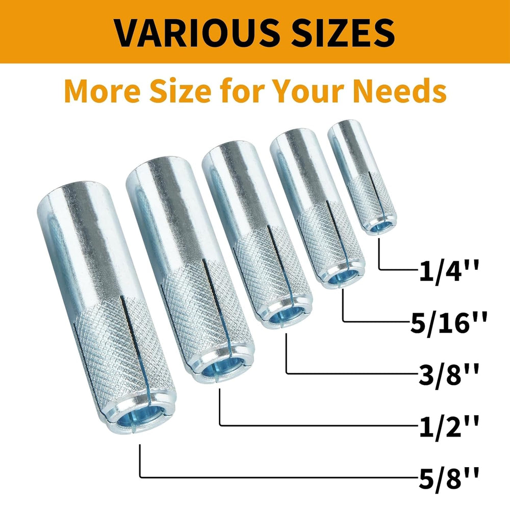 50 PCs Drop-in Anchors 1/2"-13 Zinc-Plated for Concrete, Secure Mounting...