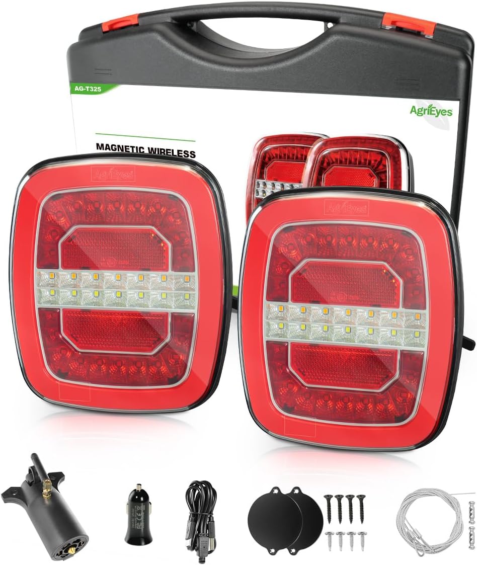 Agrieyes Wireless Trailer Lights, Magnetic Tow Tail Light Kit (T325)