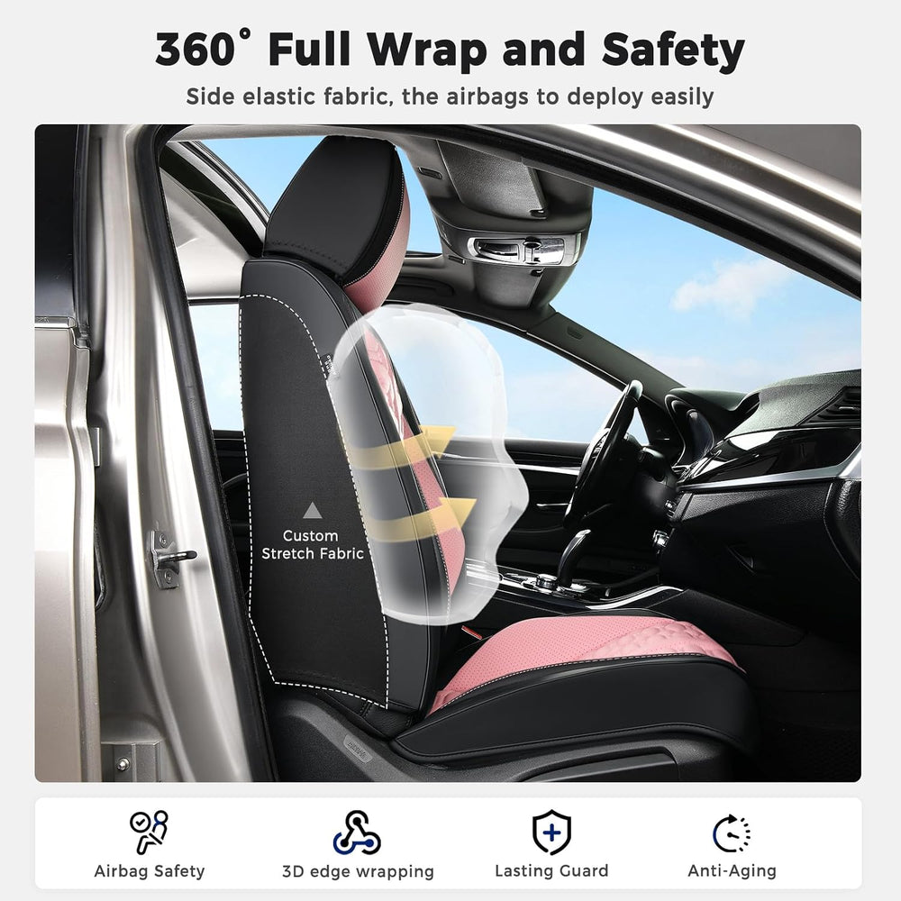 Huidasource Leather Seat Covers Full Set, Front and Rear Car Seat Covers, Ful...