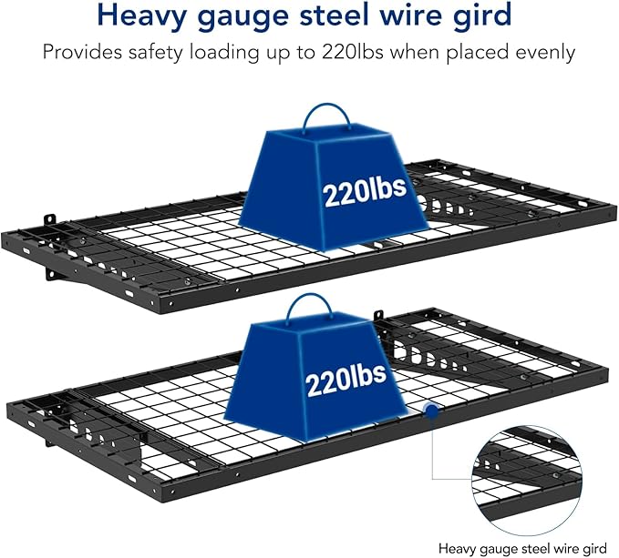 FLEXIMOUNTS 2 Pack 2x4ft Garage Storage 24x48 inch Bike Wall Shelving Rack
