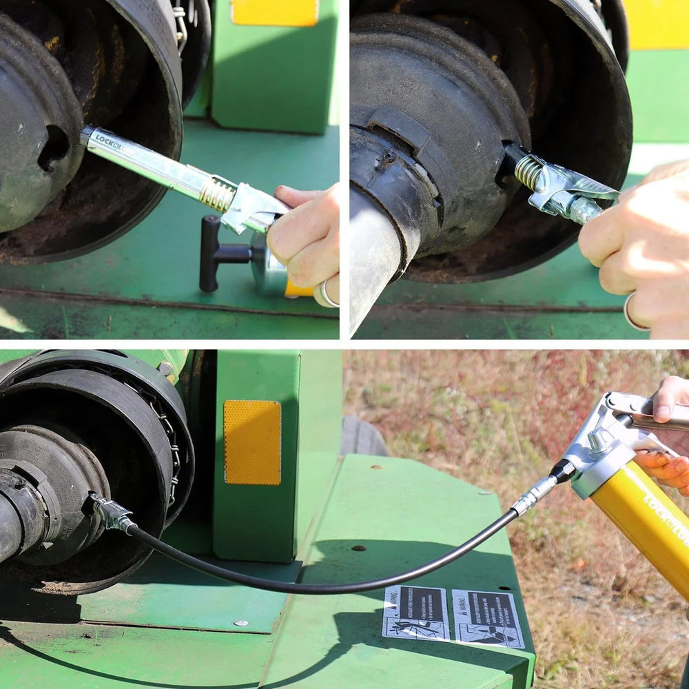 LockNLube Grease Gun Coupler XL - Universal Fit - Extra Reach for Recessed Gr...