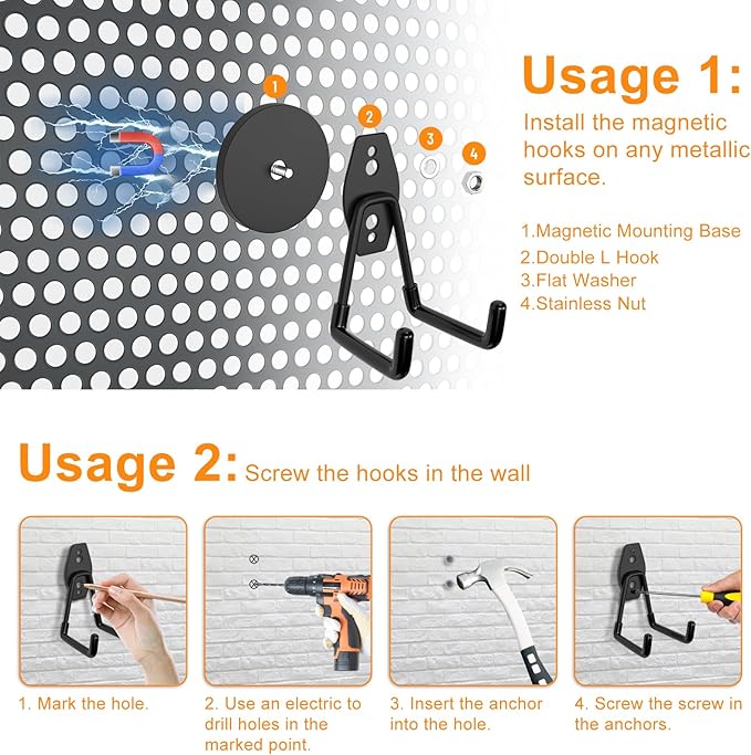 ENUODA Strong Magnetic Hooks 6 Pack Large Rare Earth Magnet Hooks Heavy Duty