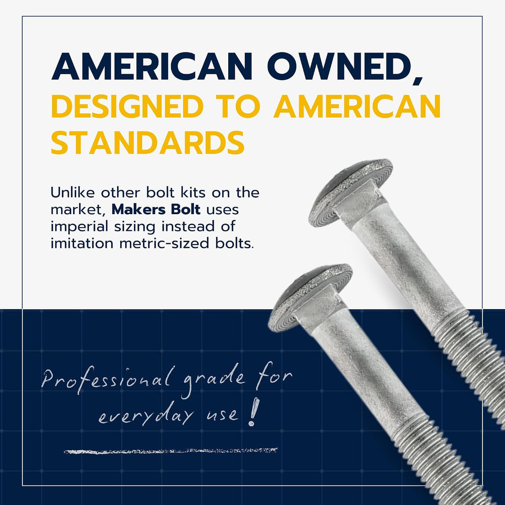 1/2" x 9" (25 Pack) Galvanized Carriage Bolt Kit Grade 307A Include...