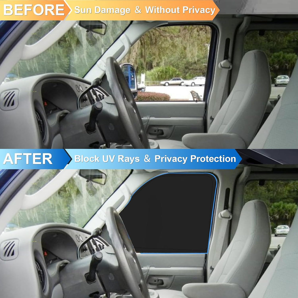Front Windshield & Side Window Sun Shade for 1992-2025 Fo-rd E-Series E-150 E...