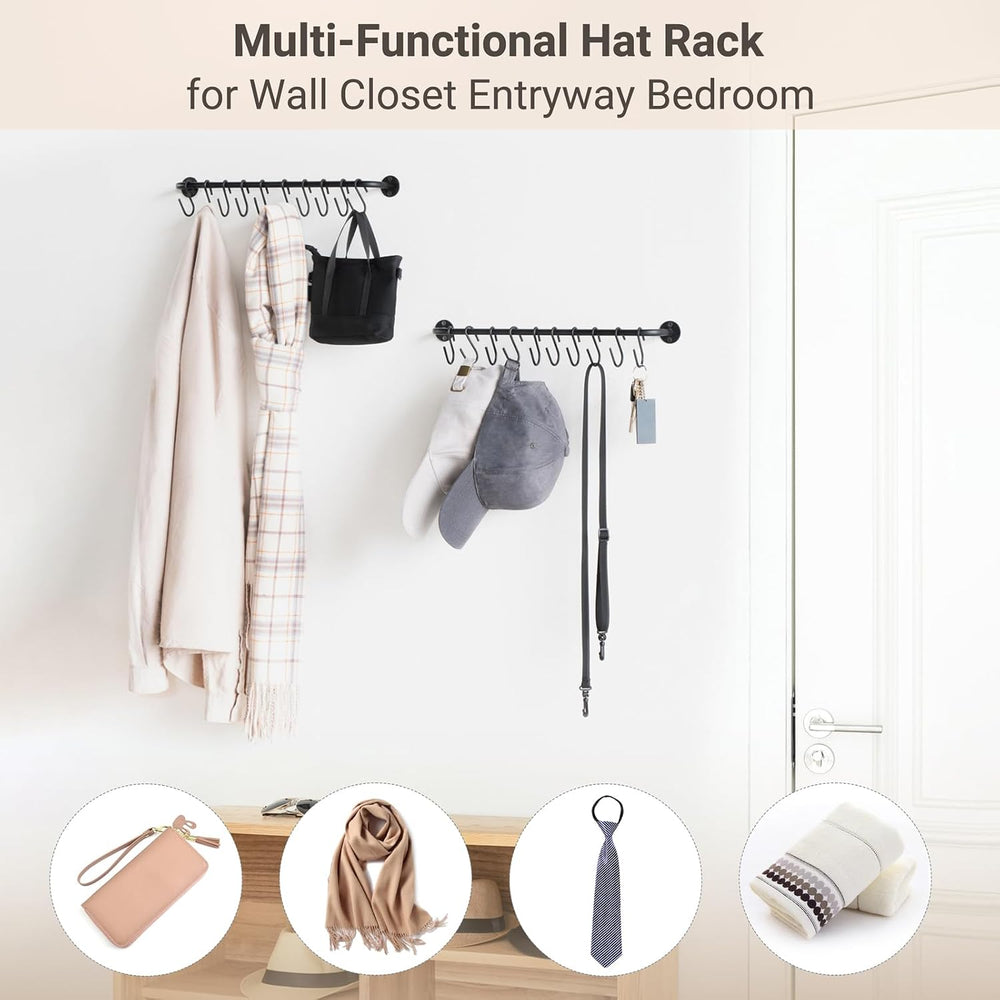 Mkono Hat Rack for Wall Baseball Cap Organizer Hanger with 20 Hooks Modern Me...