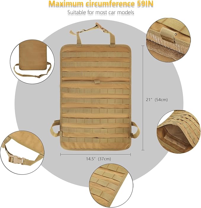 Universal Tactical Seat Back Organizer Vehicle Molle Panel Organizer Storage