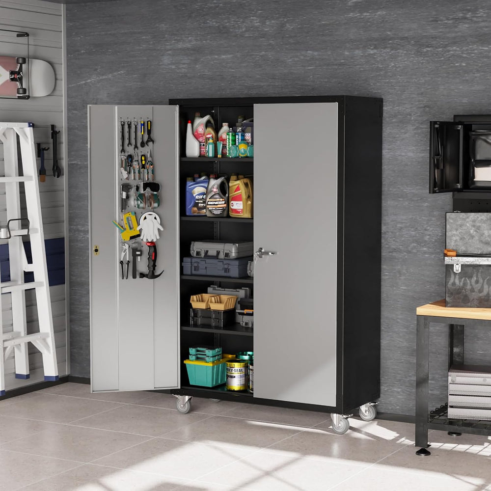 VINGLI Upgraded Wide & Deep Garage Storage Cabinet, Metal Storage Cabinet...