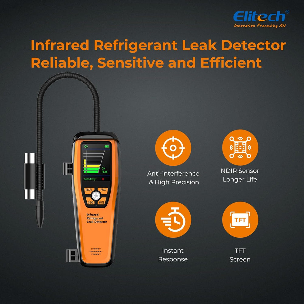 Elitech HVAC Refrigerant Leak Detector 10 Yrs Infrared Sensor Life, Halogen F...
