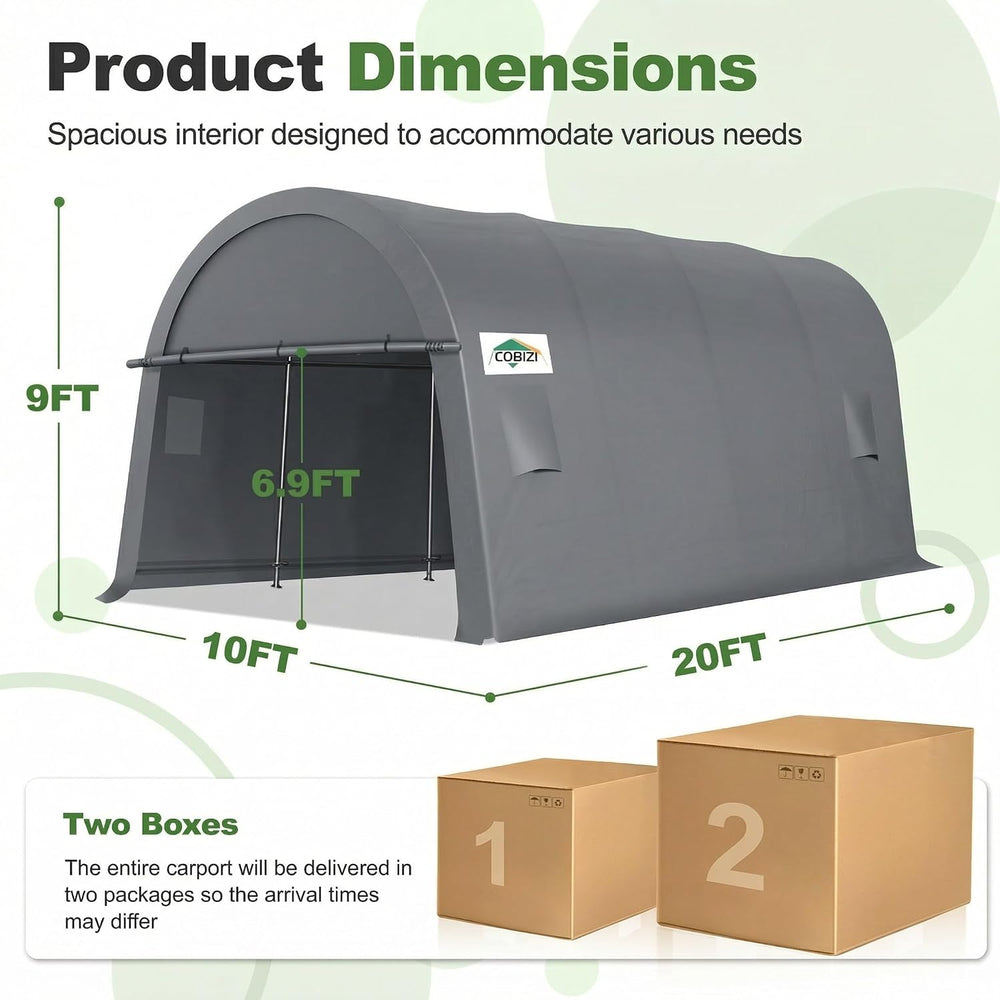 COBIZI Carport Canopy 10x20 Heavy Duty Portable Garage
