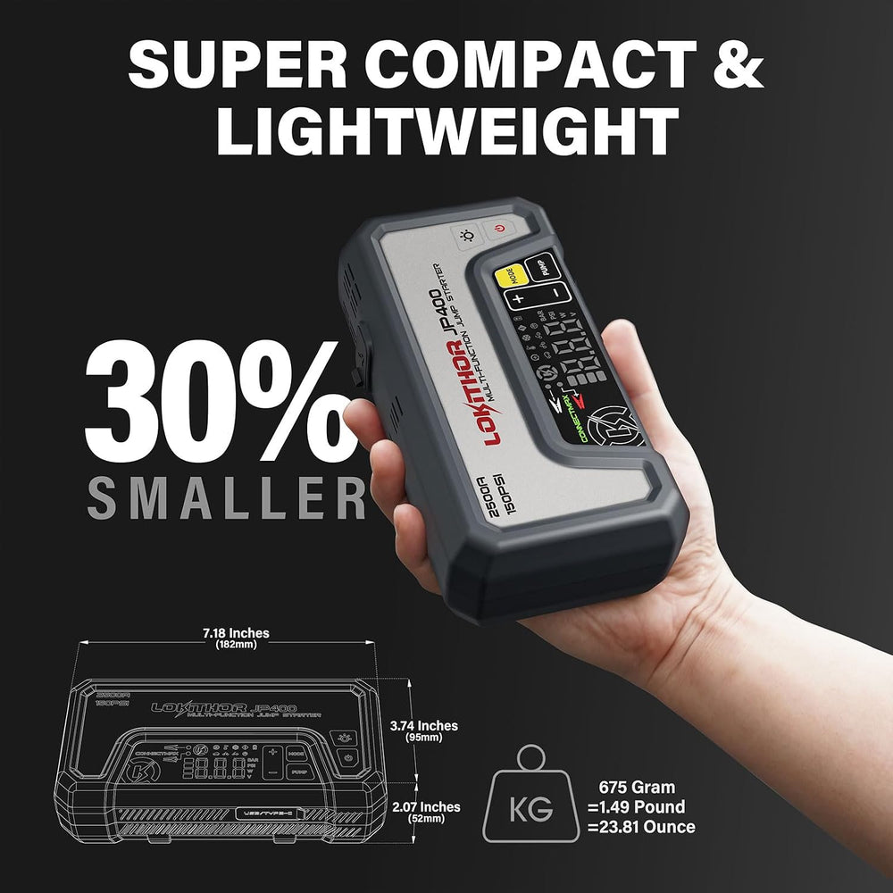 LOKITHOR JP400 Jump Starter with Air Compressor for 8.5L Gas/6.5L Diesel