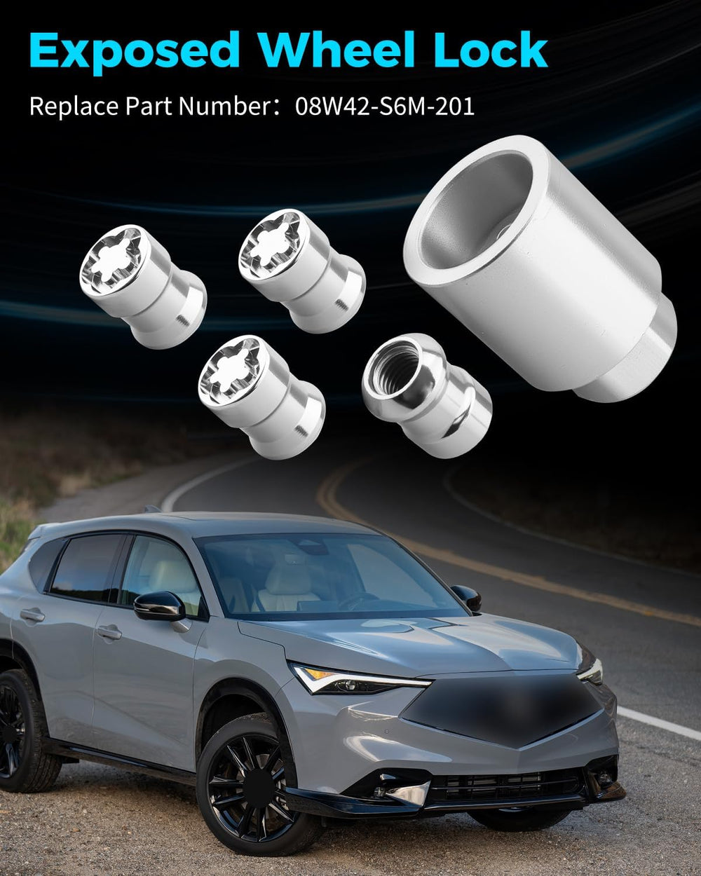 08W42-S6M-201 Exposed Wheel Lock, Chrome โ Fit for ILX 2013, for RDX 2007-201...