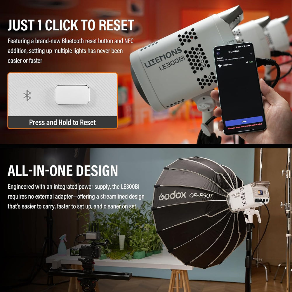 GODOX Litemons LE300Bi Kit, Godox Video Light Kit with Softbox Light Stand