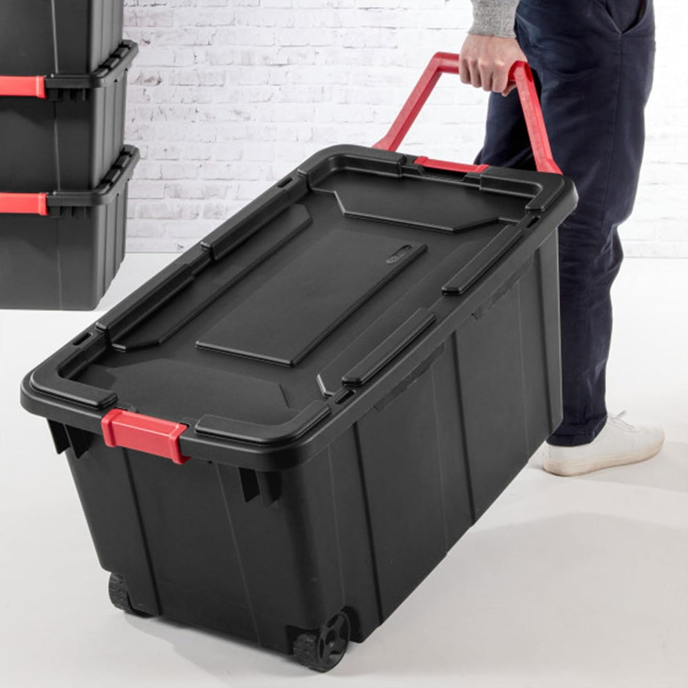 Sterilite Industrial Storage Tote w/Wheels for Garage, 40 Gallon, 4-Pack