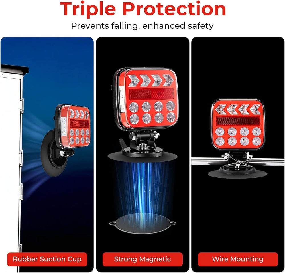 Wireless Trailer Lights - Adjustable Angle Strong Magnetic LED Trailer Light ...