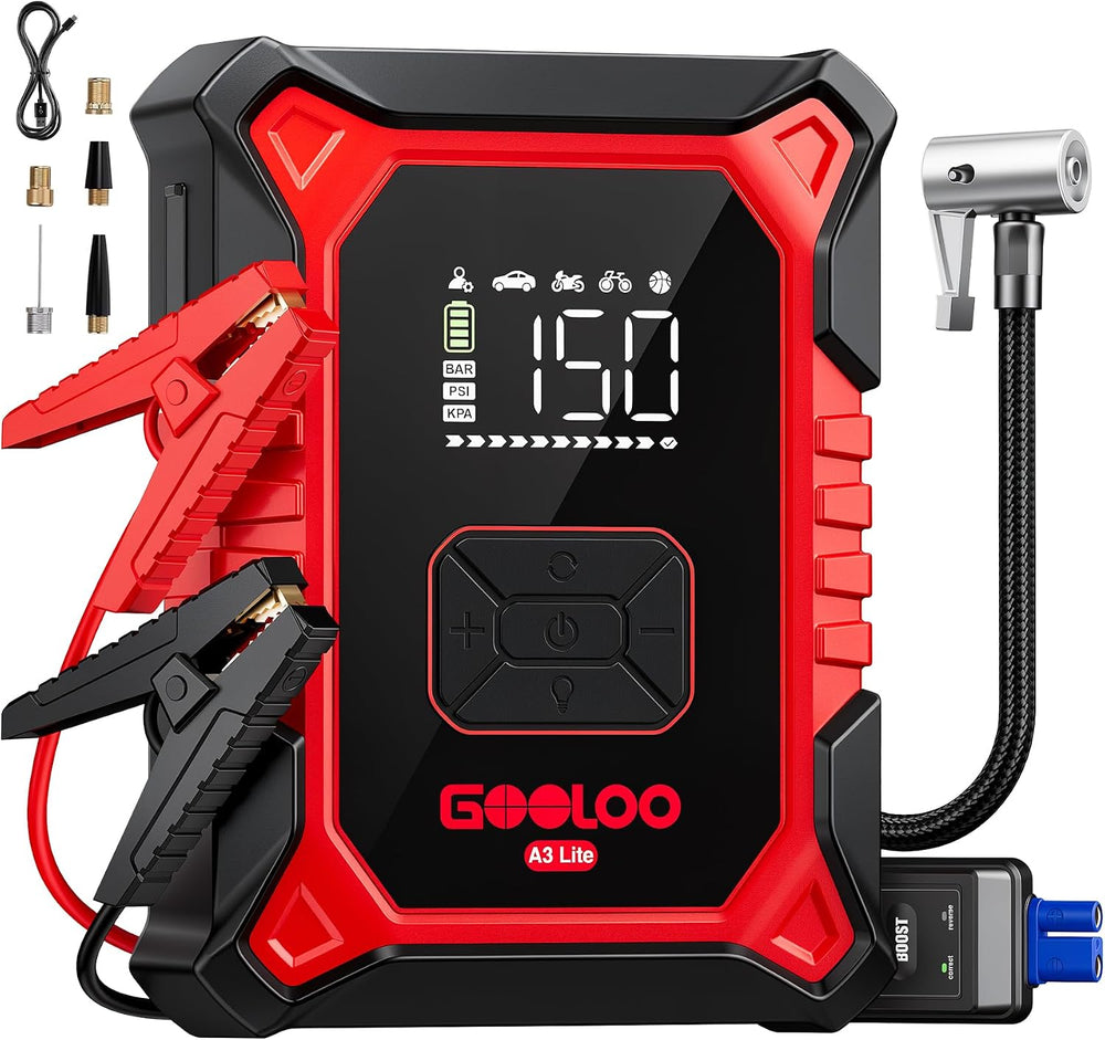 GOOLOO A3 Lite 12V 2500A Portable Car Jump Starter with Air Compressor