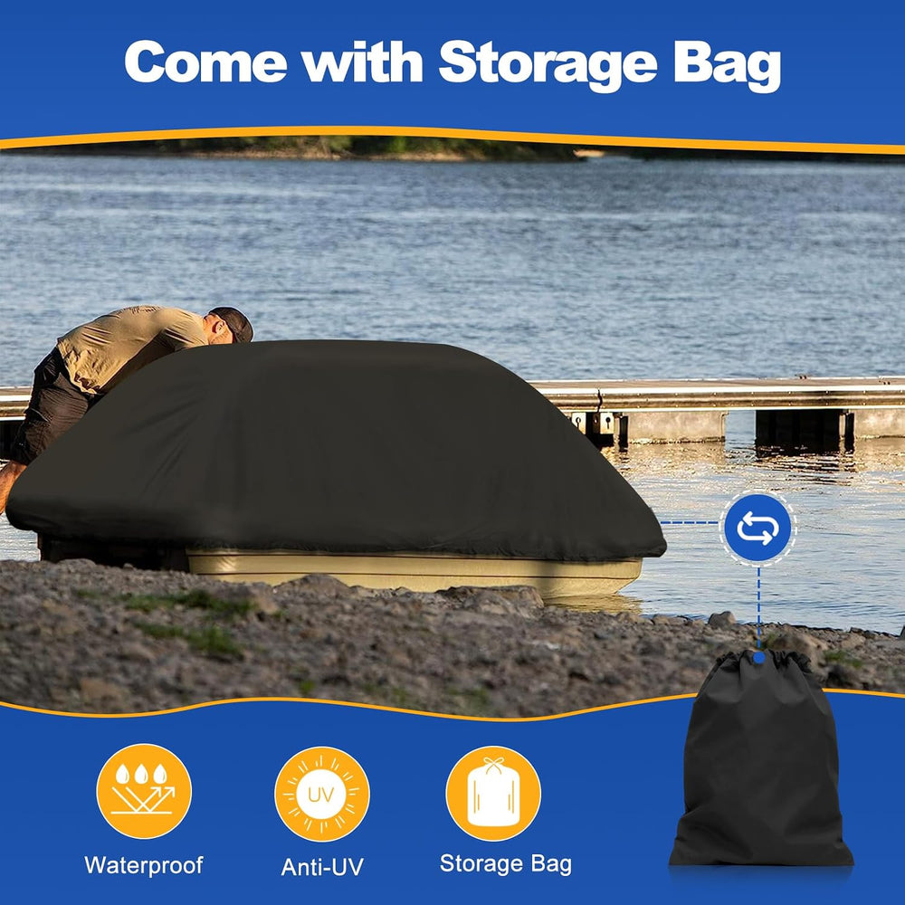 Pond Boat Cover for 8-10 ft Pond Prowler,Pelican Bass Raider,Black