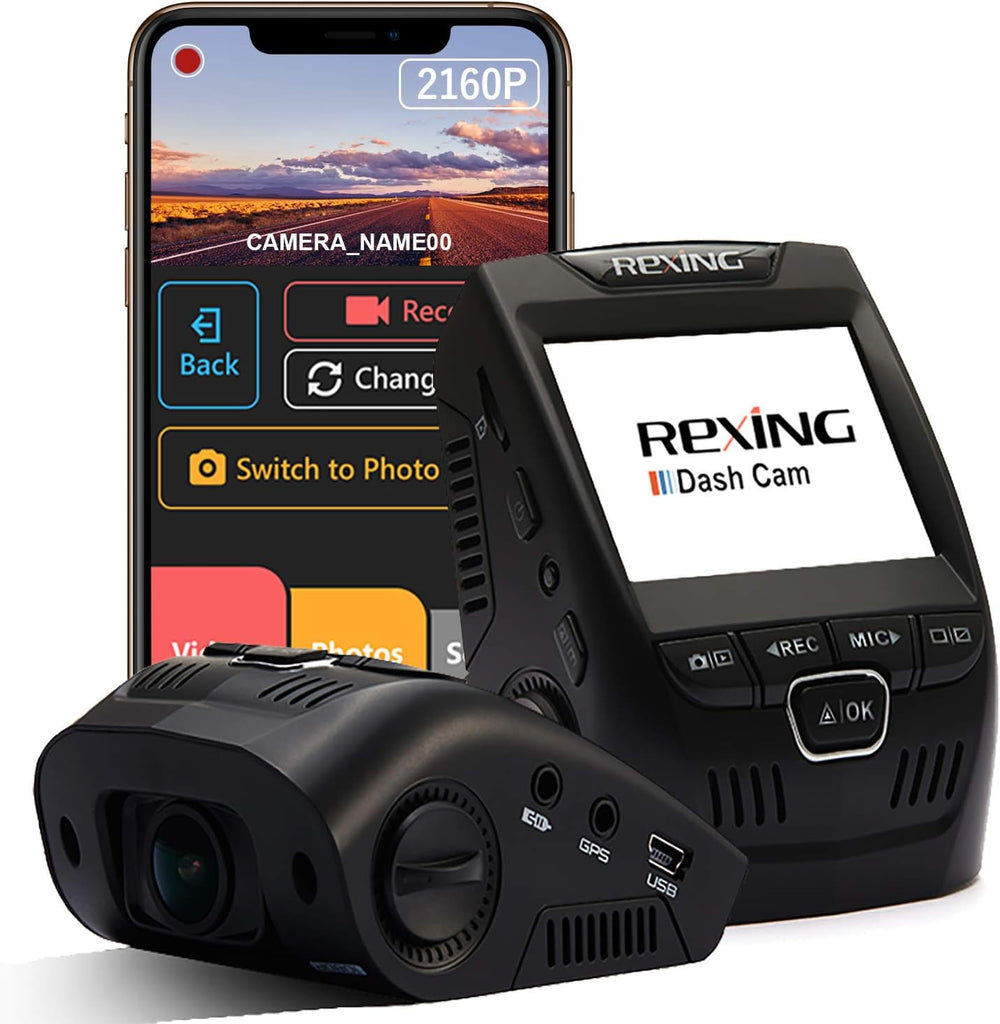 REXING V1 - 4K Ultra HD Car Dash Cam 2.4" LCD Screen, Wi-Fi, 170ยฐ Wide A...