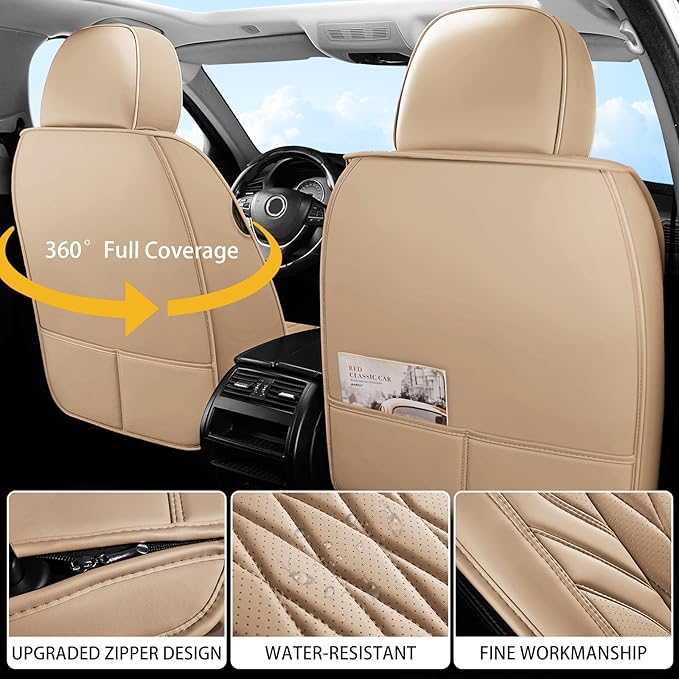 WELLDO Car Seat Covers Full Set, Leather Seat Covers