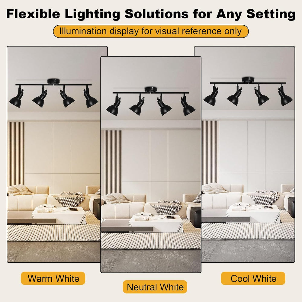HiBay Track Lighting Fixtures Ceiling Black, Adjustable 4-Light Spotlight