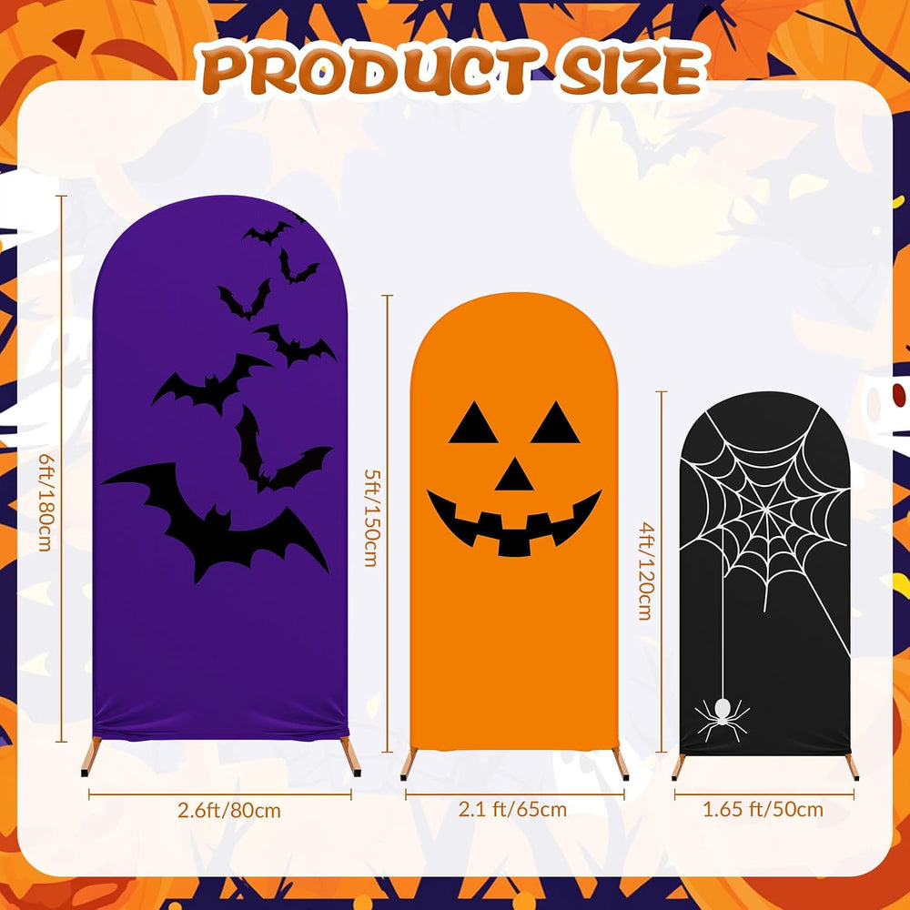 3 Pcs Halloween Arch Backdrop Cover Pumpkin 4ft 5ft 6ft