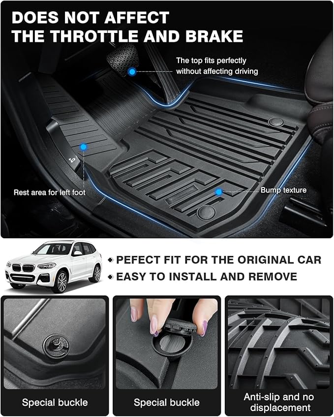 Powerty Floor Mats for 2018-2024 BMW X3 / 2019-2024 BMW X4, Custom Fit for BMW