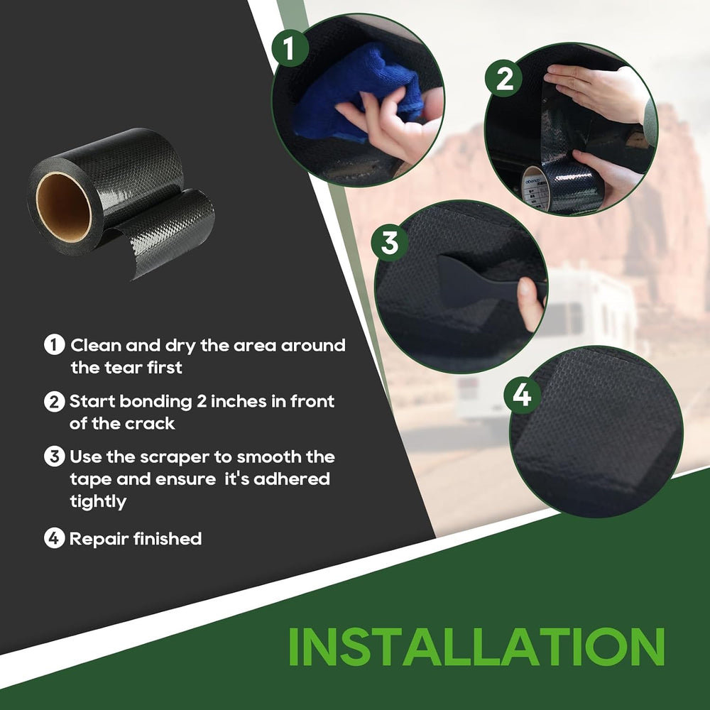 RVGUARD RV Underbelly Tape, 6 in x 50ft Black Permanent Sealing for RV
