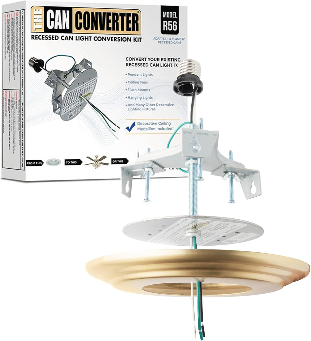 R56 Recessed Can Light Conversion Kit w/ 7"¾ Beveled Ceiling Medallion -...